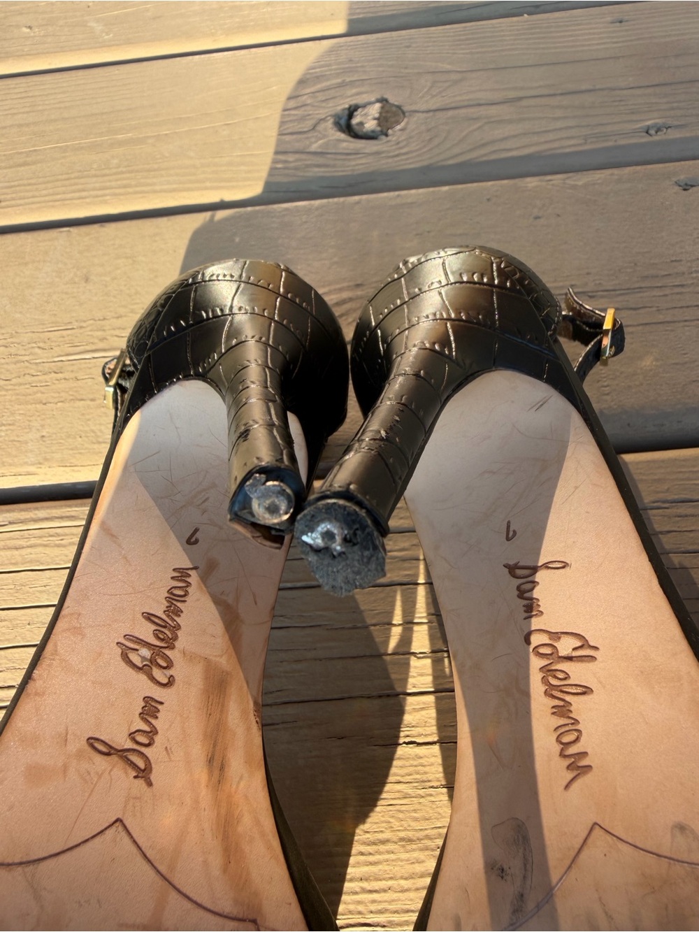Sam Edelman Black Ankle-Strap Stiletto Heels - Picture 9 of 12